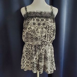 Charlotte Russe  Black And White Paisley Romper*